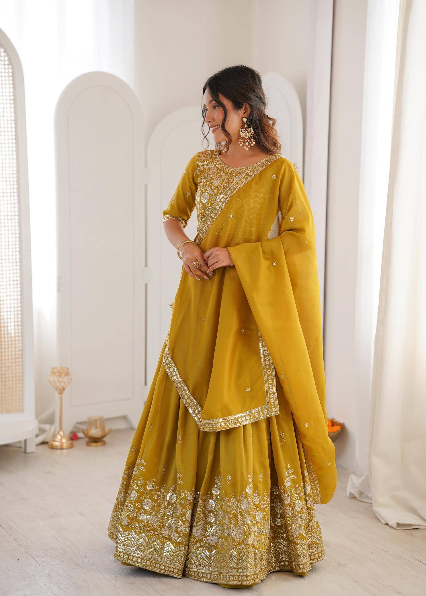 SP 70 Simmer Silk Yellow Latest lehenga choli trends in Pune